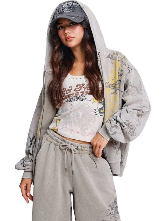 Damen Sweatshirt mit Kapuze Grau