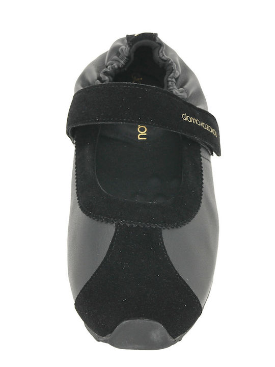 Damen Leder Ballerinas Schwarz