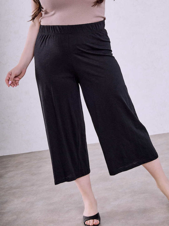 Celestino Zip Culottes Cotton Loose Fit Black
