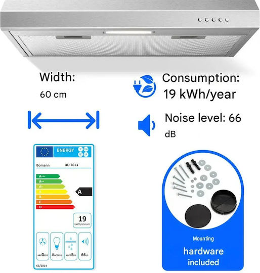 Bomann Ελεύθερος Απορροφητήρας 60cm Inox
