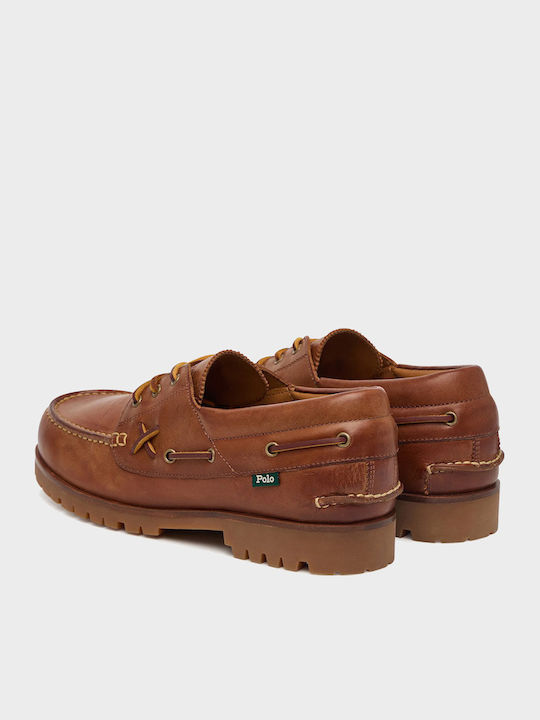Leather Men's Boat Shoes in Brown Colour