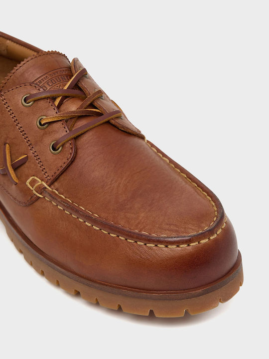 Leather Men's Boat Shoes in Brown Colour