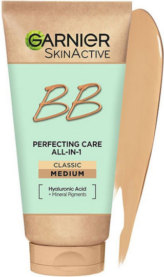 Garnier Hyaluronic Aloe All-in-1 BB Medium Cremă de Față de Zi 24h cu SPF10 pentru Hidratare, Reconstrucție și Strălucire cu Acid Hialuronic și Aloe Vera 50ml