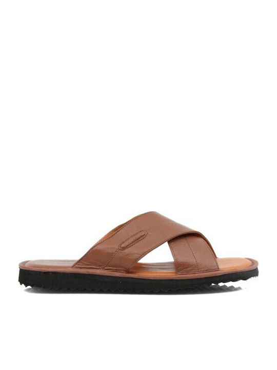 Leder Herrensandalen in Tabac Braun Farbe