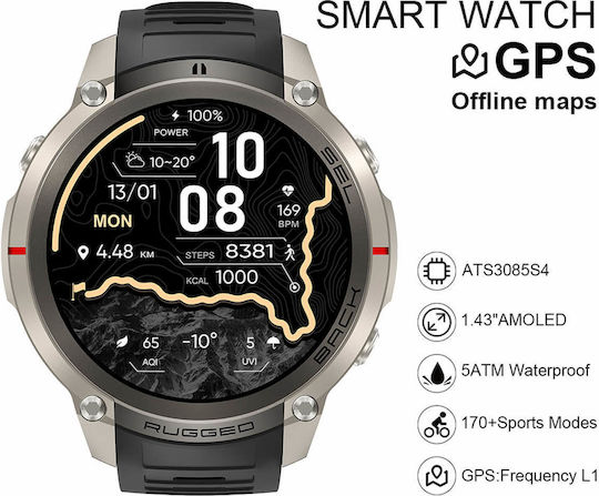 Smartwatch Microwear Dm59 Grey Silicone