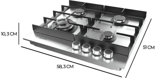 Cecotec Bolero Squad G 4400 F Plită Pe Gaz Autonomă Inox 58.3x51cm Argintie