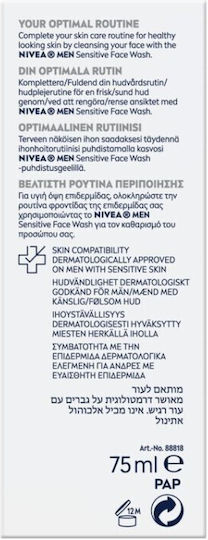 Nivea Men Sensitive Moisturiser 24h Moisturizing Men's Face Cream Day 75ml