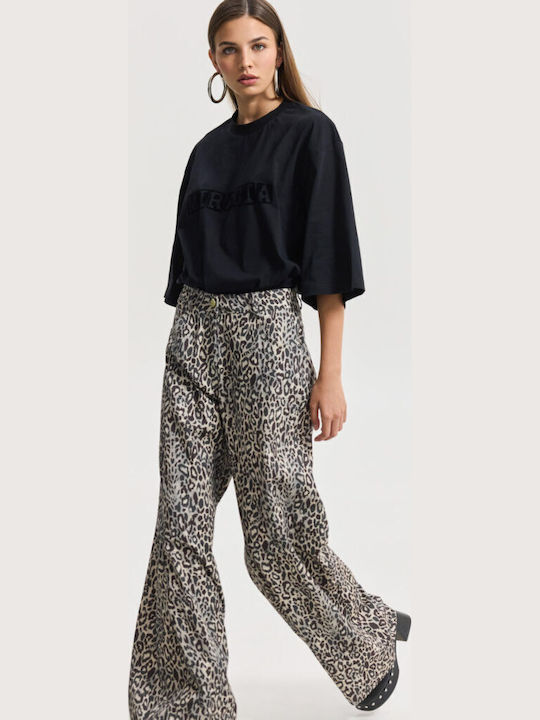 Damen Stoff Leopard Hose