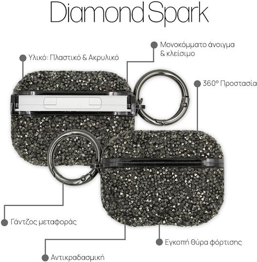 Sonique Diamond Spark Kunststoffhülle Mit Haken In Graue Farbe Für Apple AirPods Pro 2