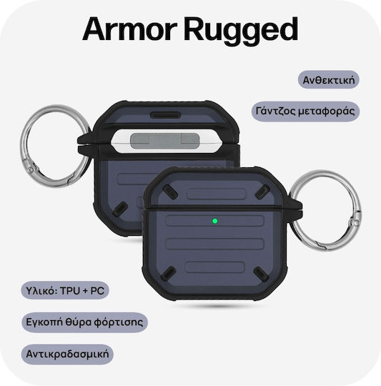 Sonique Armor Rugged Silikon / Kunststoff Hülle Mit Haken in Blau für Apple AirPods 4