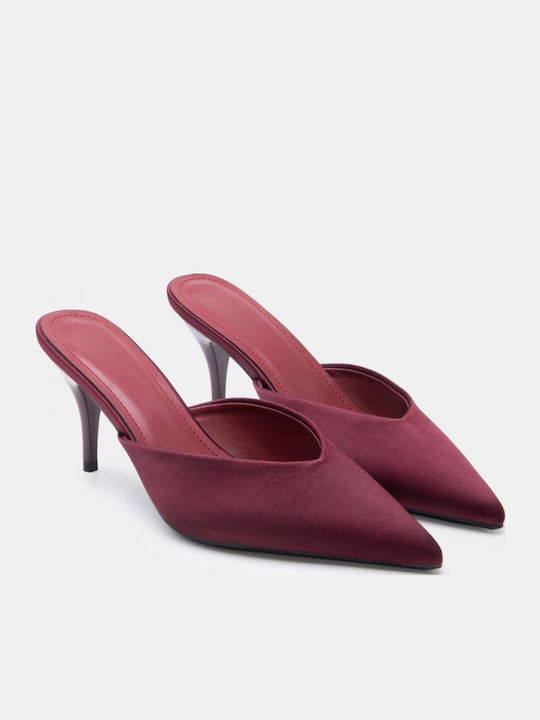 Damen Pantoletten mit Absatz in Burgundischer Farbe