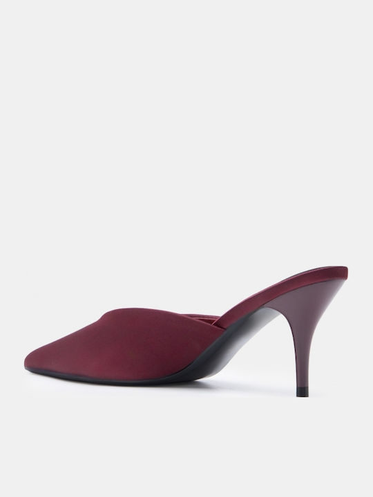 Damen Pantoletten mit Absatz in Burgundischer Farbe