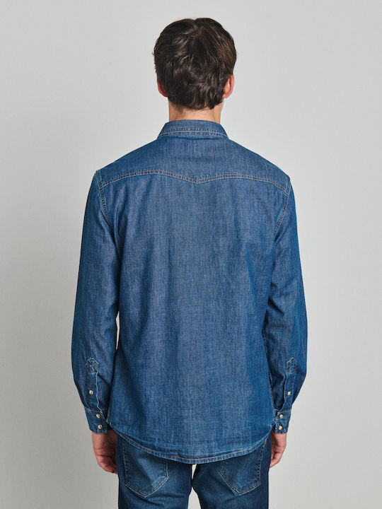 Cămașă din Denim cu Mâneci Lungi, Croială Regular Fit, Albastră