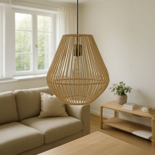 Inart Lilabel Beige Ceiling Light with E27 Socket 25x25x84cm