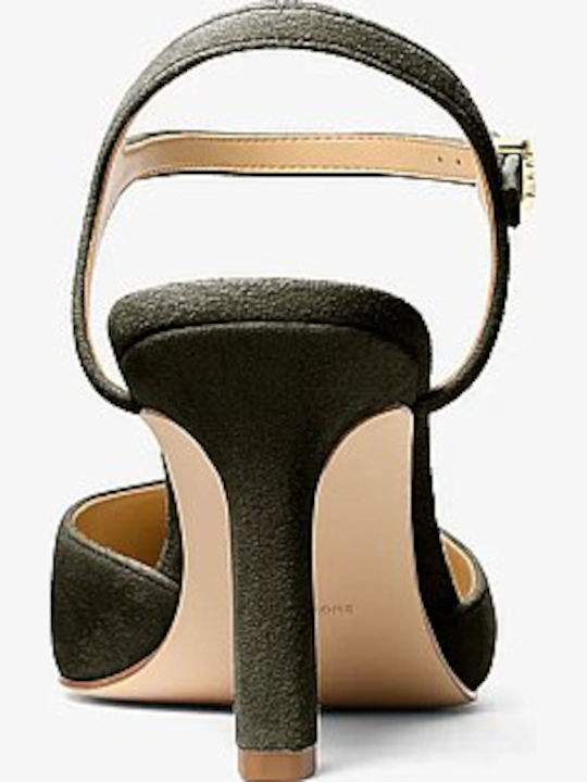 Wildleder Pumps mit Riemen Khaki