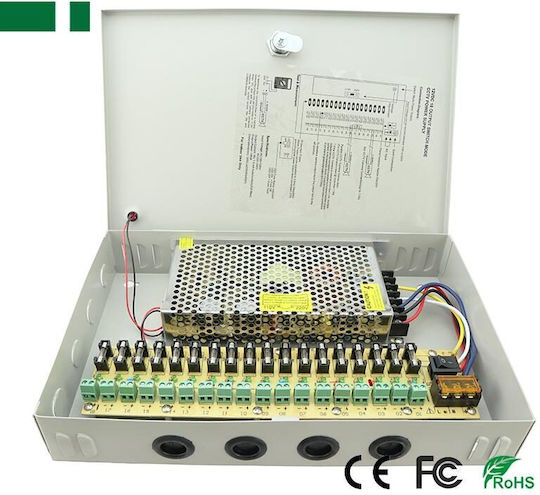Anga CP1209-15A-18 Power Box for CCTV Systems 12V / 15A / 180W 18 outputs 552-119