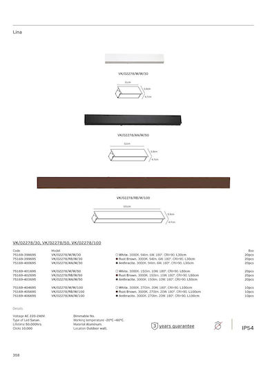 VK Lighting Wandmontiertes Außenleuchte LED IP54 10W mit Warmweißem Licht 50x50cm