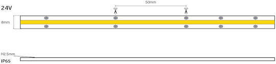 VK Lighting Αδιάβροχη Ταινία LED 24V 5m Τύπου COB