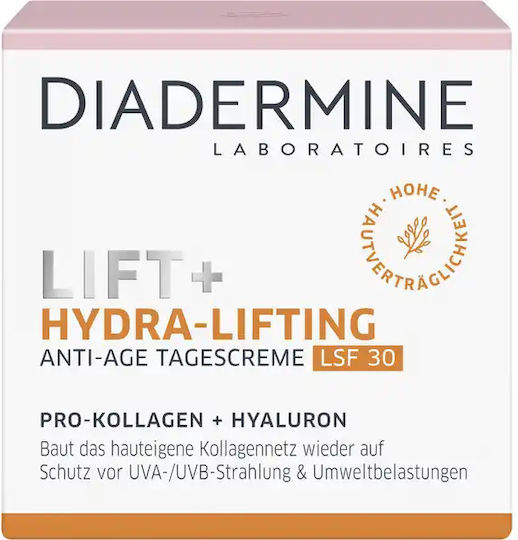 Diadermine Lift+ Hydra-Lifting Cremă Anti-Îmbătrânire de Zi cu Factor de Protecție Solară (SPF) 30 și Acid Hialuronic 50ml