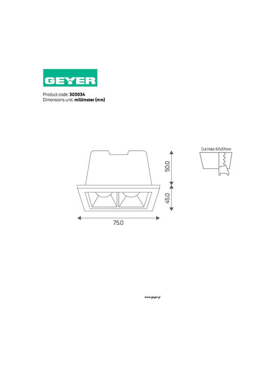 Geyer Metallisch Einbau Spot mit integriertem LED und Natürliches Weißes Licht Weiß 1Stück
