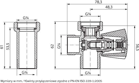 Perfexim Кран Ъглов 3/4"