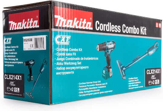 Makita CLX214X1 Set Bohrschrauber & Besen 10.8V mit 2 Batterien 1.5Ah