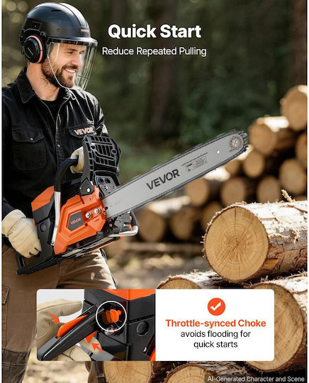 Vevor Gasoline Chainsaw 2.68hp 6.6kg with 45.72cm Blade
