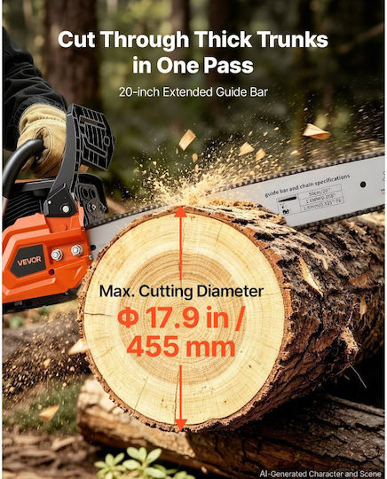 Vevor Gasoline Chainsaw 2.95hp 6.75kg with 50.8cm Blade and Easy Start