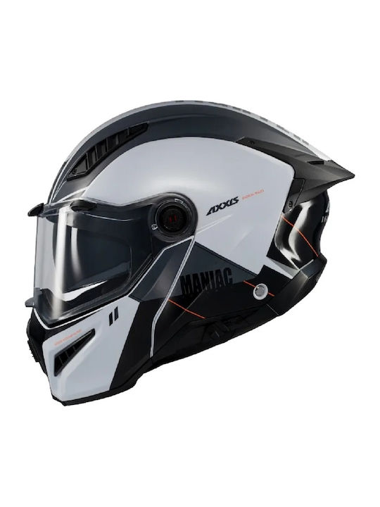 Axxis Ghostfighter SV Maniac Schwarz/Weiß Motorradhelm Flip-Up DOT / ECE 22.06 Gewicht (+/-50 gr) mit Sonnenblende