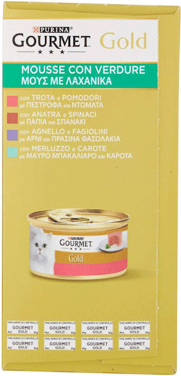 Purina Nasses Katzenfutter mit Gemüse, Lamm, Fleisch, Forelle, Fisch, Ente, Spinat und Kabeljau 8x85g