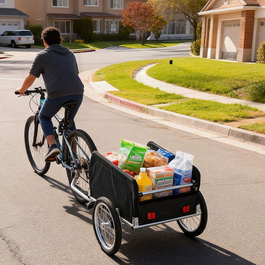 Relaxdays Remorcă pentru bicicletă pliabilă 59x124x69 cm capacitate 120 l verde negru argintiu
