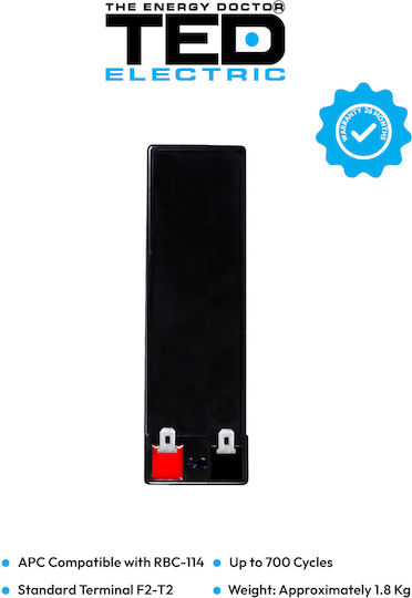 Battery Pack Compatible Apc Rbc114 12v 7ah 1x12v Ted Electric