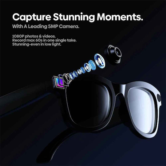 Zeblaze Ochelari Inteligenți Ai Negru Lentile De Ochelari De Soare Cameră De 5 Mp Înregistrare 1080p Asistent Ai Bluetooth 5.3 32 Gb Ipx4