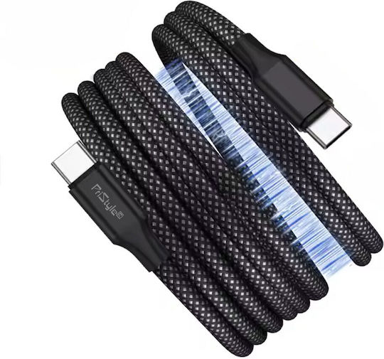 Cablu Braided USB-C tată - USB-C Negru 1m