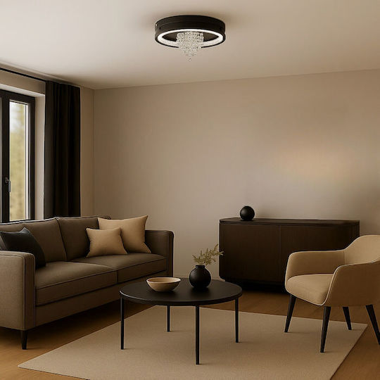 Rabalux Smart Πλαφονιέρα Οροφής Μαύρη με Ενσωματωμένο LED και Κρύσταλλα
