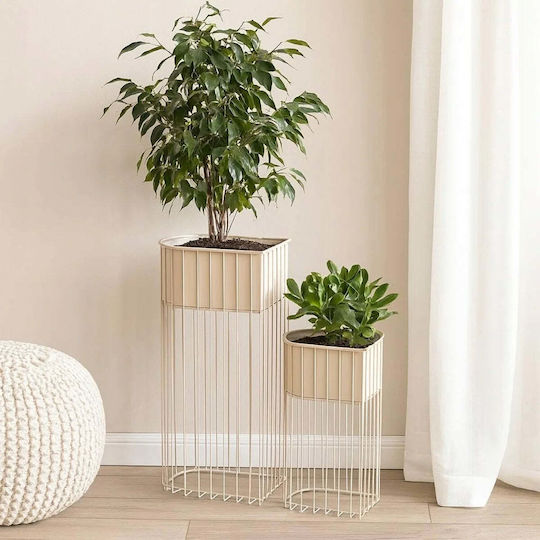 Home&Styling Collection Set Of 2 Metallic Flower Pots Soft Form Home&Styling Collection Set Of 2 Metallic Flower Pots Soft Form
