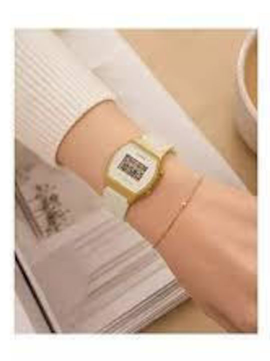Casio Дамски Дигитален Часовник Кварцов с Каучукова Каишка Gold