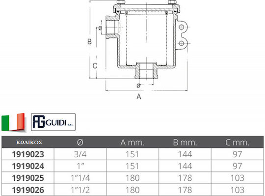 Wasserfilter 1'' Ag Guidi 35.fν.1919024