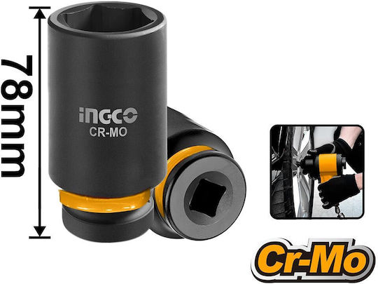 Ingco Steckdosen Pneumatisch Lange mit Rahmen Gastgeber 1/2" Set 12 Stück