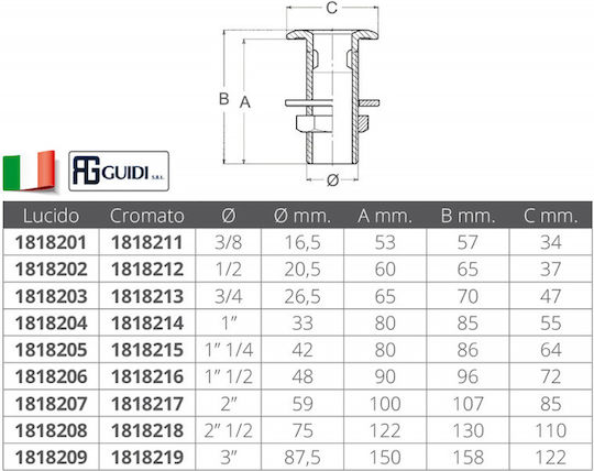 Wasserhahn Messing Chrom 1-1/2" Ag Guidi 35.fν.1818216
