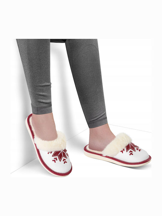 Leder Damen Hausschuhe Rote
