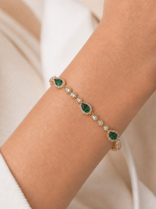 CHrysolithos Brățară Pentru Femei Rosette Din Argint Plăcat Cu Aur Cu Zircon ABR1010 CHrysolithos Brățară Pentru Femei Rosette Din Argint Plăcat Cu Aur Cu Zircon ABR1010