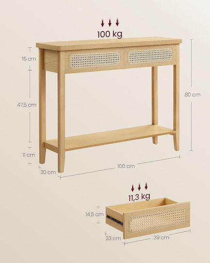 Consolă din lemn Crem L100xl30xÎ80cm