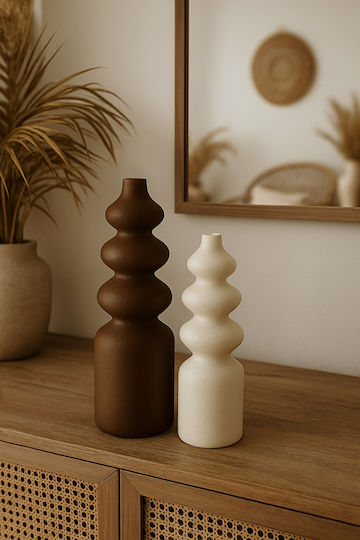 SteweHome Set Vaze Decorative Din Plastic Maro 5x5xÎnălțime 15cm 2 Bucăți