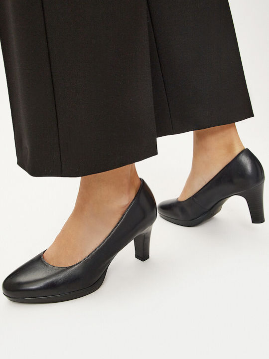 Leather Navy Blue Medium Heels