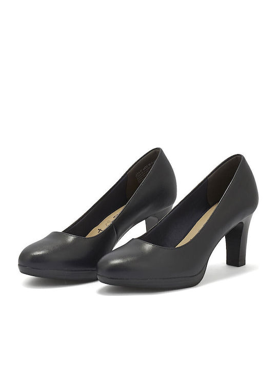 Leather Navy Blue Medium Heels