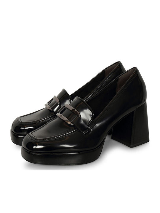 Pumps mit Plateau aus Lackleder Schwarz
