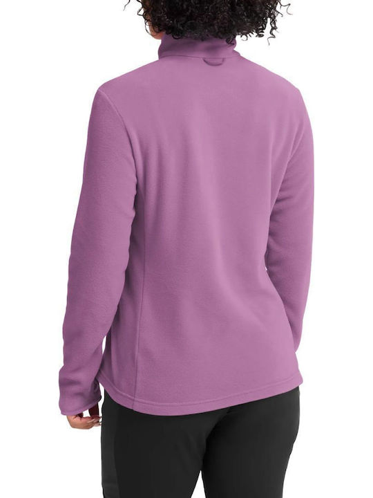 Winter Women's Fleece Blouse with Neckline Zipper Purple