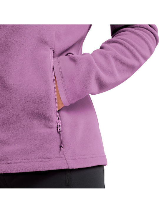 Winter Women's Fleece Blouse with Neckline Zipper Purple