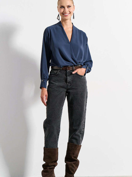 Damenbluse Langärmelig Blau